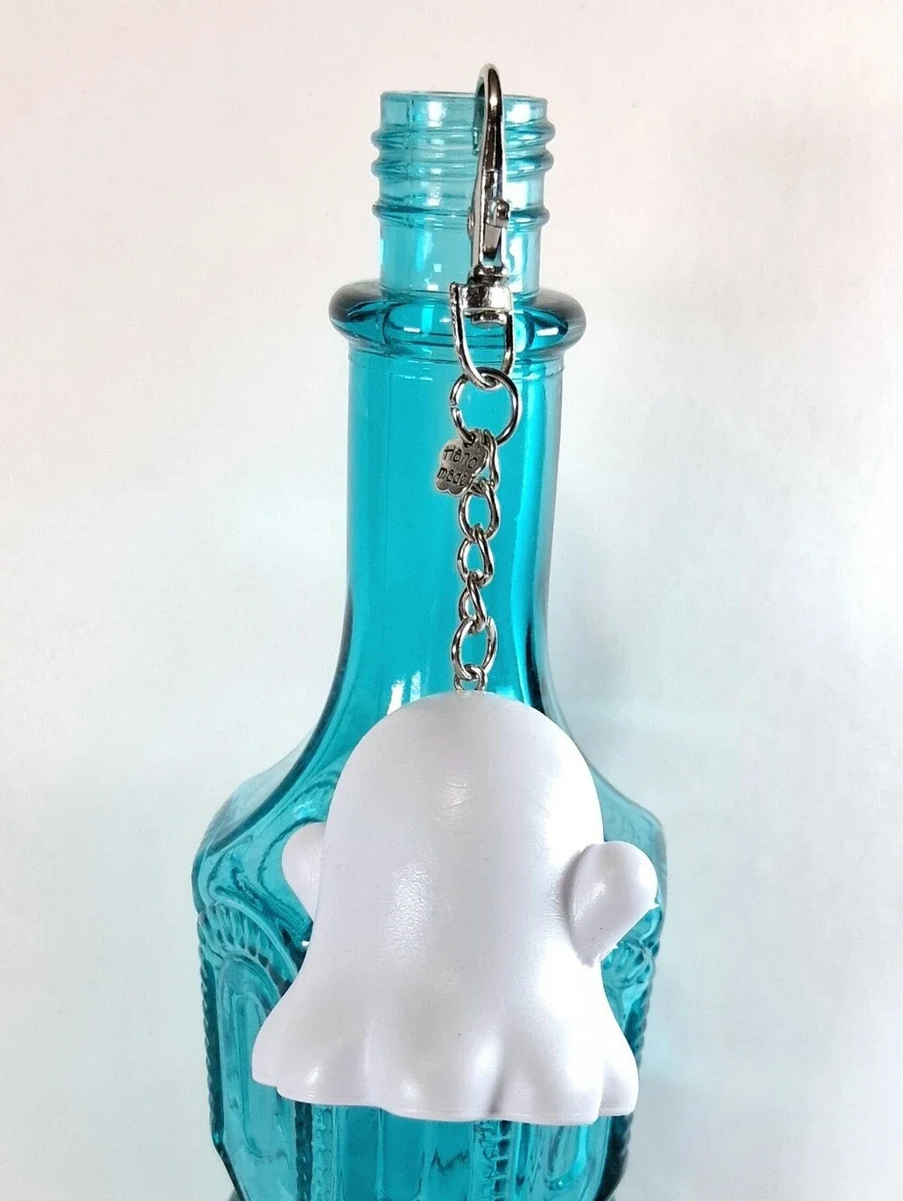 Handmade Ghost Keychain Charm – Upcycled Halloween Bag Purse Backpack Access